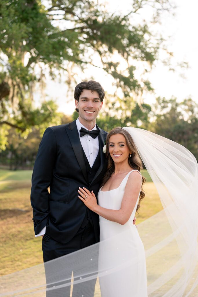 Elegant bride and groom portrait at Dataw Island Country Club in the Lowcountry SC