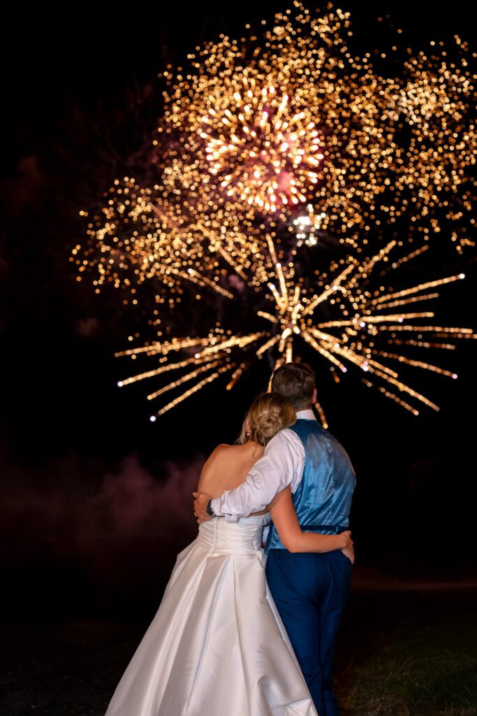 Fireworks send-off at a Jefferson NC mountain wedding at Summit on Cross Mountain