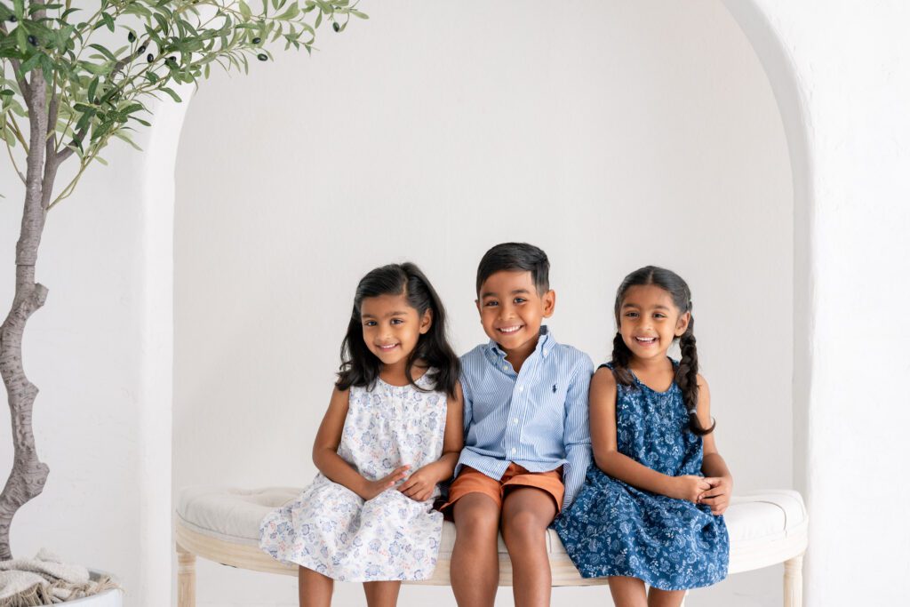 Children portrait during Orlando studio family photography session in natural light studio