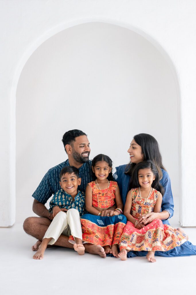 Orlando family photographer studio portrait session with parents and children in natural light