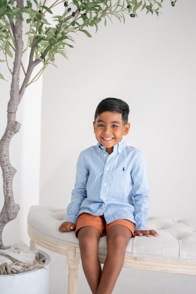 Child portrait during Orlando studio photography session for families in natural light studio