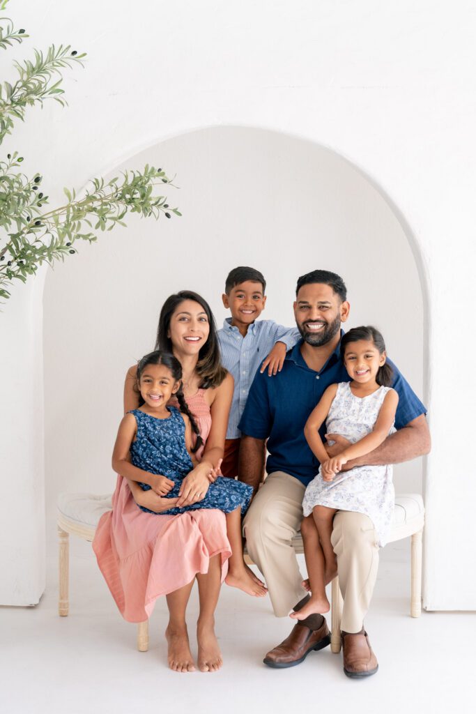 Family portrait during Orlando studio family photography session in natural light studio